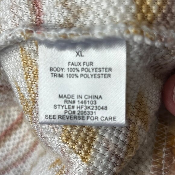 Hippie Rose XL Cropped Cream Aztec Faux Fur Pop-over SweaterSoft Warm Cozy - Picture 10 of 14